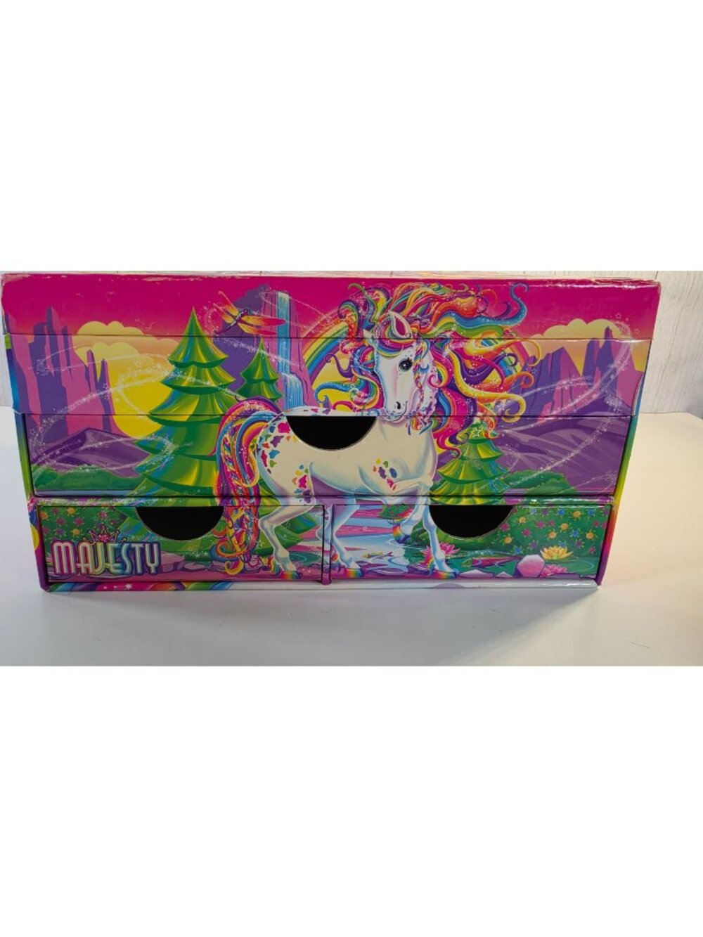VTG LISA FRANK MAJESTY UNICORN JEWELRY BOX STATIONERY STORAGE ORGANIZER DRAWERS